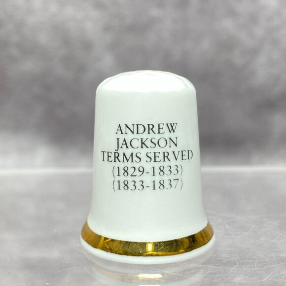 Andrew Jackson Commemorative Thimble Fine China Gold Trim Finsbury England - Picture 4 of 8